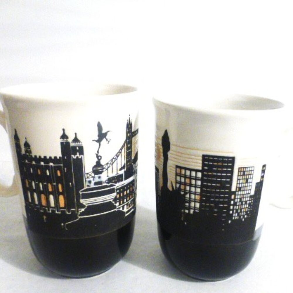 2x ENGLAND Coffee MUGS Architectural Building Vintage Coffee Mugs Architecture